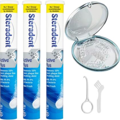 Steradent Aligner | Retainer | Denture Cleaning Tablets - 30 Tabs | Sterilizing Tablets for False Teeth